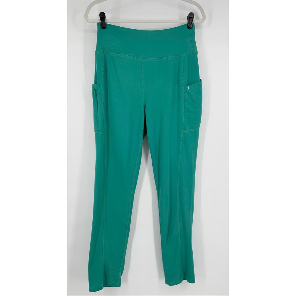Jaanuu Green High Rise Leggings Womens Medium Stretch Yoga Scrub Pocket Pants